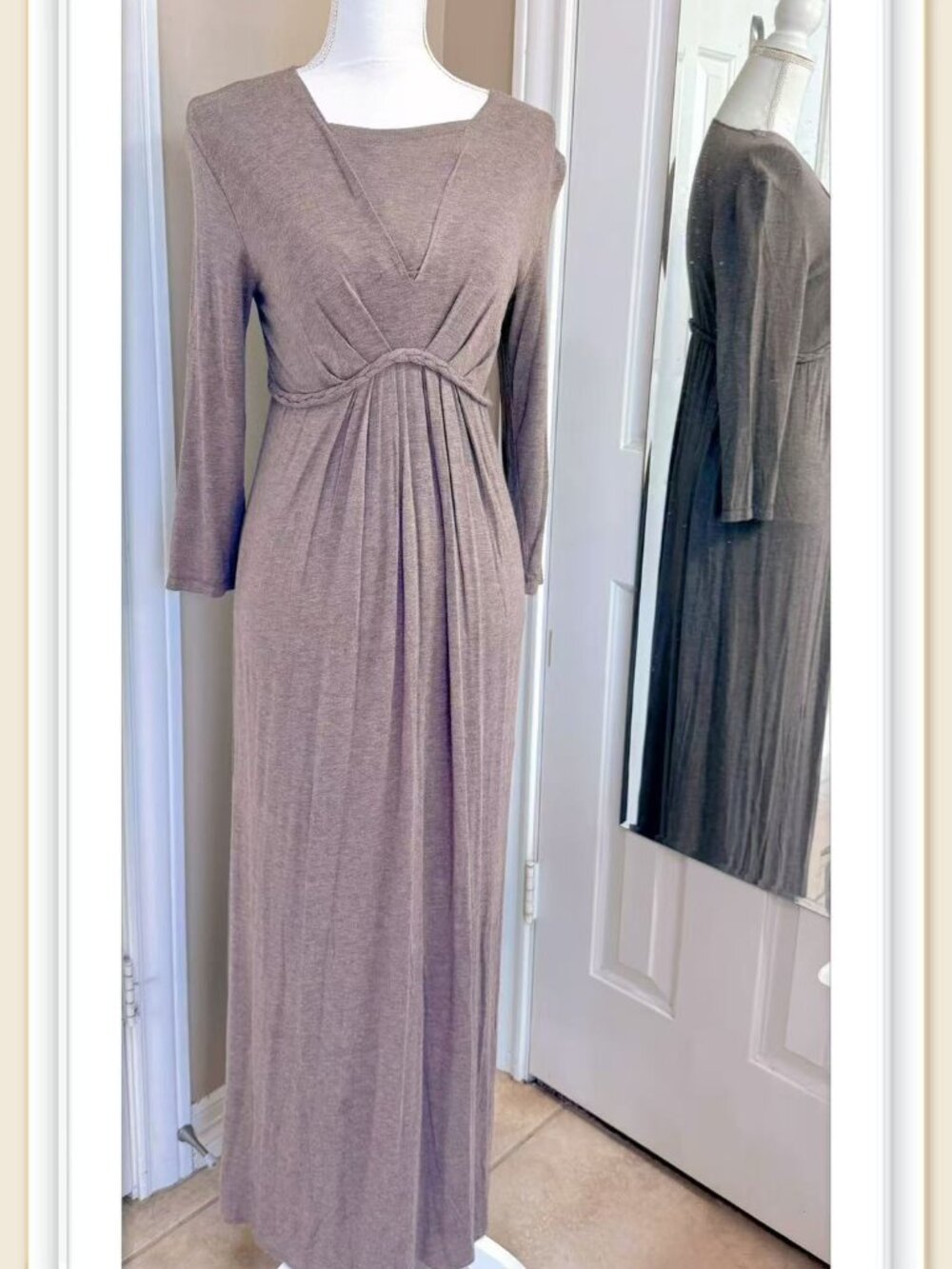 Max Studio soft 100% cotton taupe maxi dress size 6